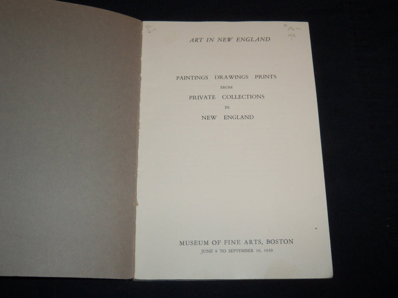 1939 ART IN NEW ENGLAND PAINTINGS DRAWINGS PRINTS CATALOGUE - J 9027