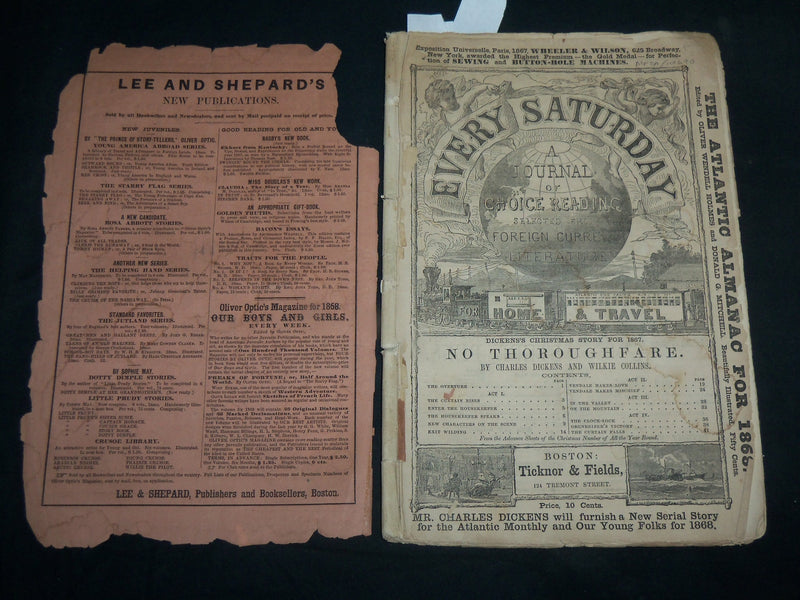 1867 CHRISTMAS NO THOROUGHFARE MAGAZINE - CHARLES DICKENS - COLLINS - J 6773