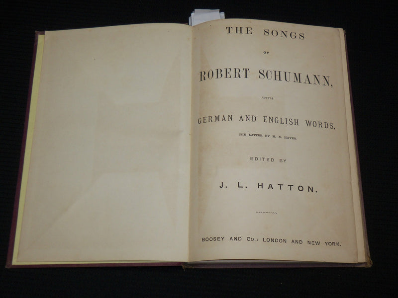 1900'S SONGS BY ROBERT SCHUMANN HARDCOVER BOOK BY HATTON- ROYAL EDITION - R 725B