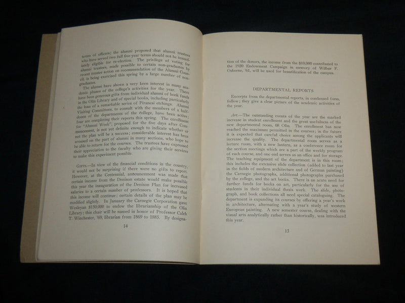 1932 OCTOBER WESLEYAN UNIVERSITY BULLETIN ANNUAL REPORT - CONNECTICUT - J 6832