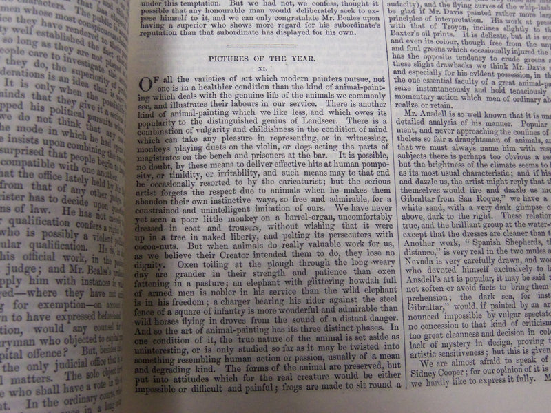1866 SATURDAY REVIEW 2 BOUND VOLUMES - COMPLETE YR- PUBLISHED IN LONDON - R 1082