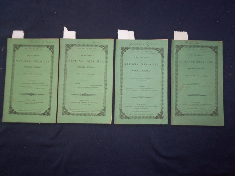 1842 THE AMERICAN NATIONAL PREACHER MONTHLY MAGAZINE - LOT OF 4 - J 9756