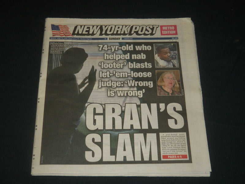 2020 JUNE 14 NEW YORK POST NEWSPAPER - 74-YR-OLD WHO HELPED NAB LOOTER BLASTS