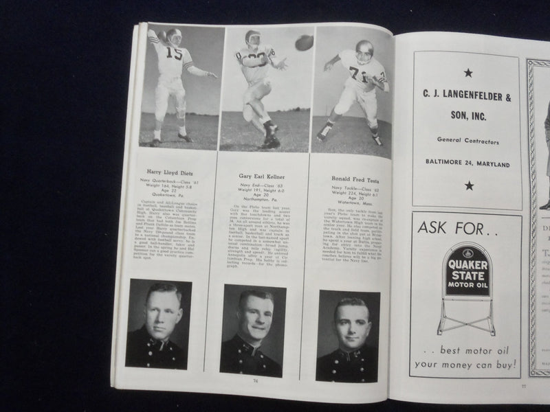 1960 OCTOBER 15 NAVY-AIR FORCE FOOTBALL PROGRAM - BALTIMORE STADIUM - K 141