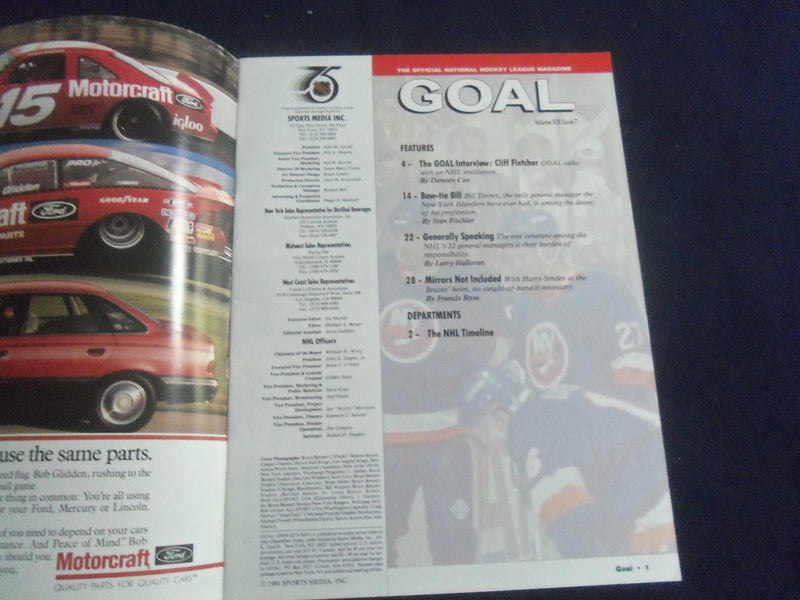 1991 NHL GOAL MAGAZINE - WAYNE GRETZKY COVER - VOLUME XIX, ISSUE 7 - SP 6483T