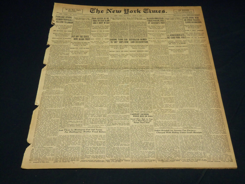 1923 JUNE 9 NEW YORK TIMES NEWSPAPER - L. L. WINKELMAN & CO. FAIL - NT 8661