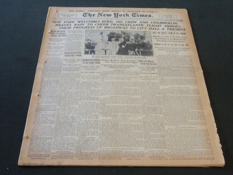 1927 JULY 19 NEW YORK TIMES - NEW YORK WELCOMES BYRD, CREW CHAMBERLAIN - NT 6477