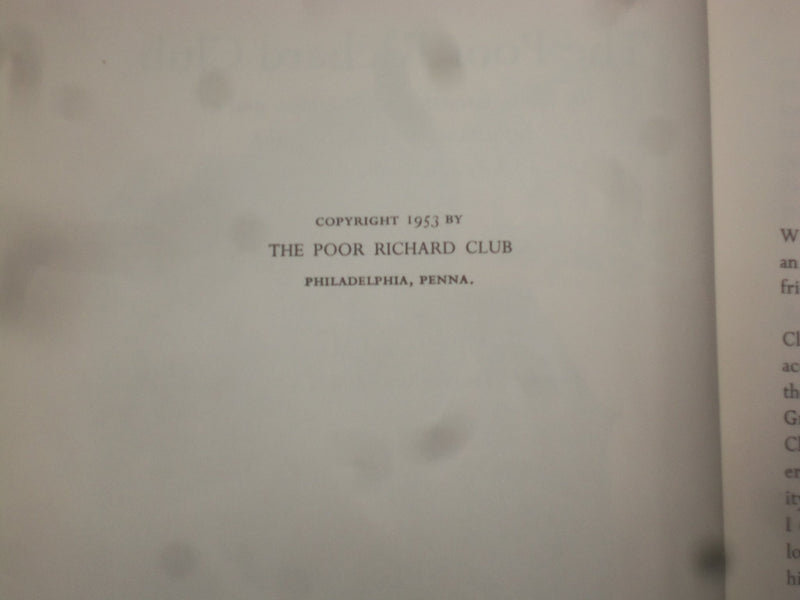 1953 THE POOR RICHARD CLUB HARDCOVER BOOK BY JACK LUTZ - KD 9274