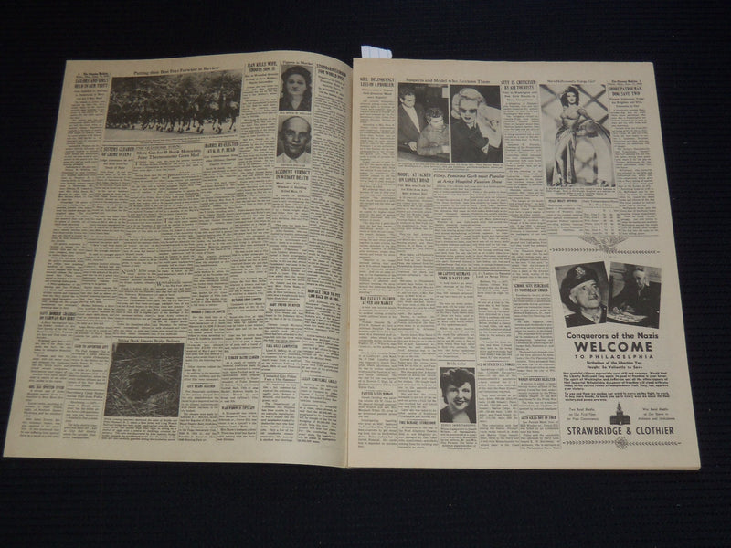 1945 PHILADELPHIA EVENING BULLETIN NEWSPAPER LOT OF 2 - OVERSEAS EDN - NP 2150Z