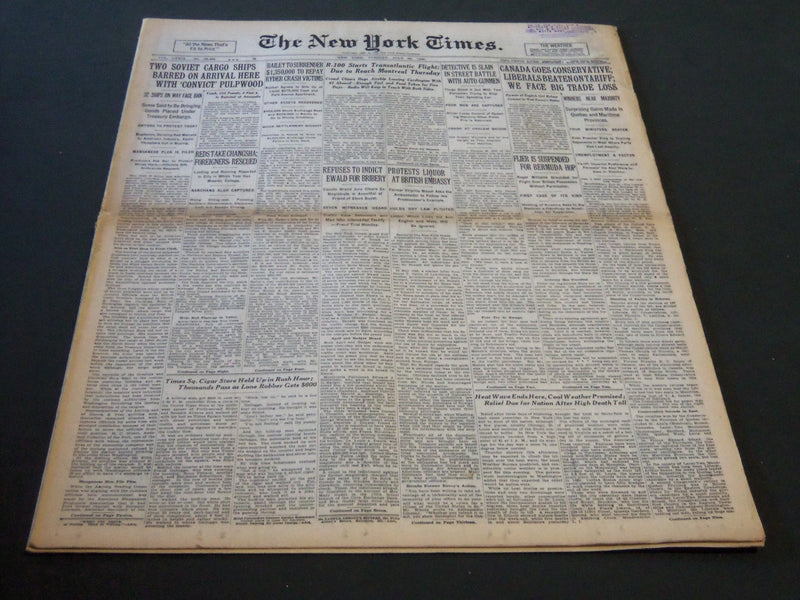 1930 JULY 29 NEW YORK TIMES - R-100 STARTS TRANSATLANTIC FLIGHT - NT 5710