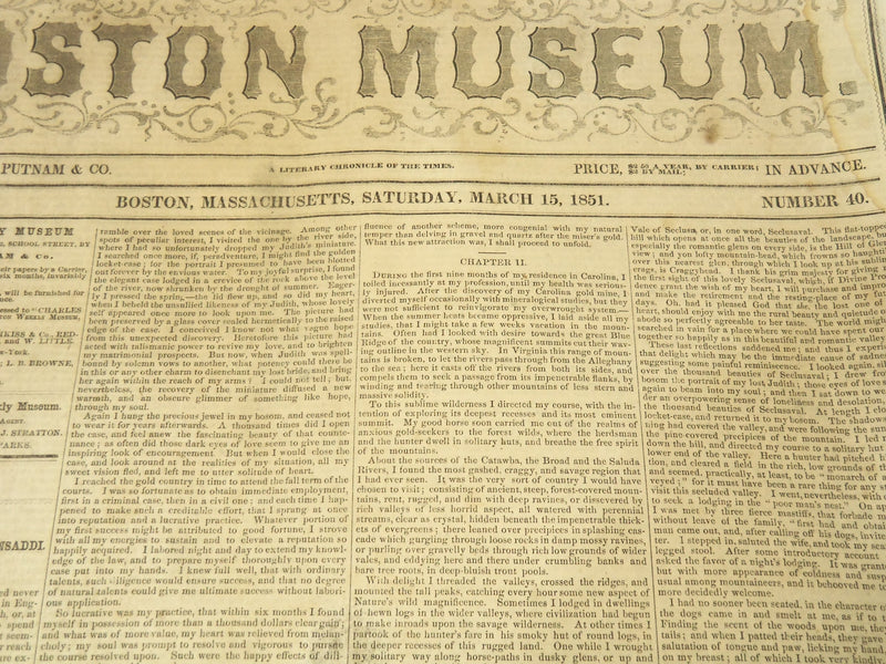 1851 MARCH 15 THE BOSTON MUSEUM NEWSPAPER - JUDITH BENSADDI SEQUEL - NP 9029