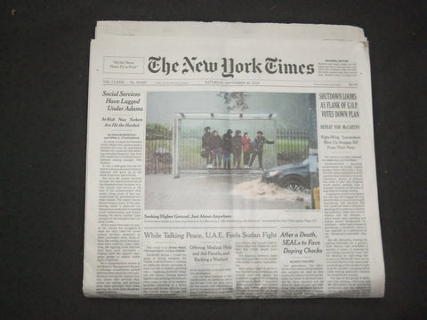 2023 SEPTEMBER 30 NEW YORK TIMES- SHUTDOWN LOOMS AS FLANK OF GOP VOTES DOWN PLAN