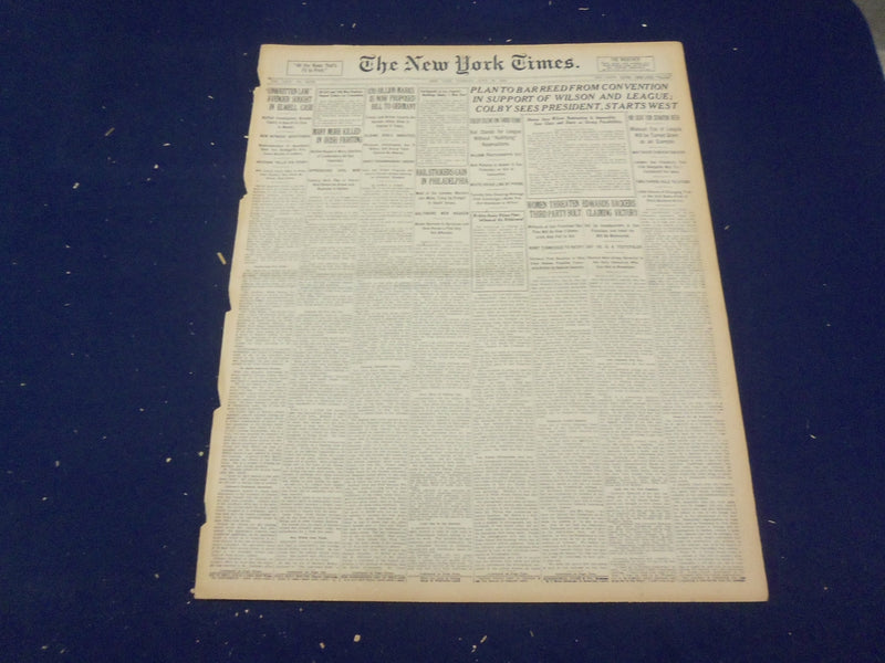 1920 JUNE 22 NEW YORK TIMES - PLAN TO BAR REED FROM CONVENTION - NT 9124