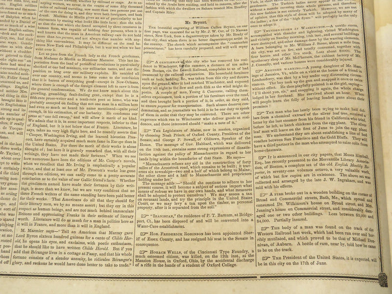 1851 MAY 31 THE BOSTON MUSEUM NEWSPAPER - WILLIAM CULLEN BRYANT - NP 9022