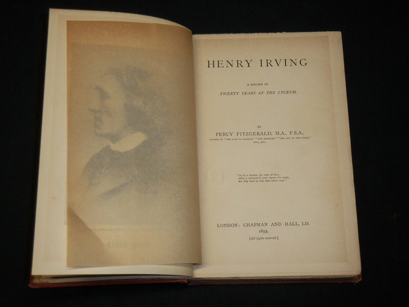1893 HENRY IRING 20 YEARS AT THE LYCEUM BOOK BY PERCY FITZGERALD - KD 6521