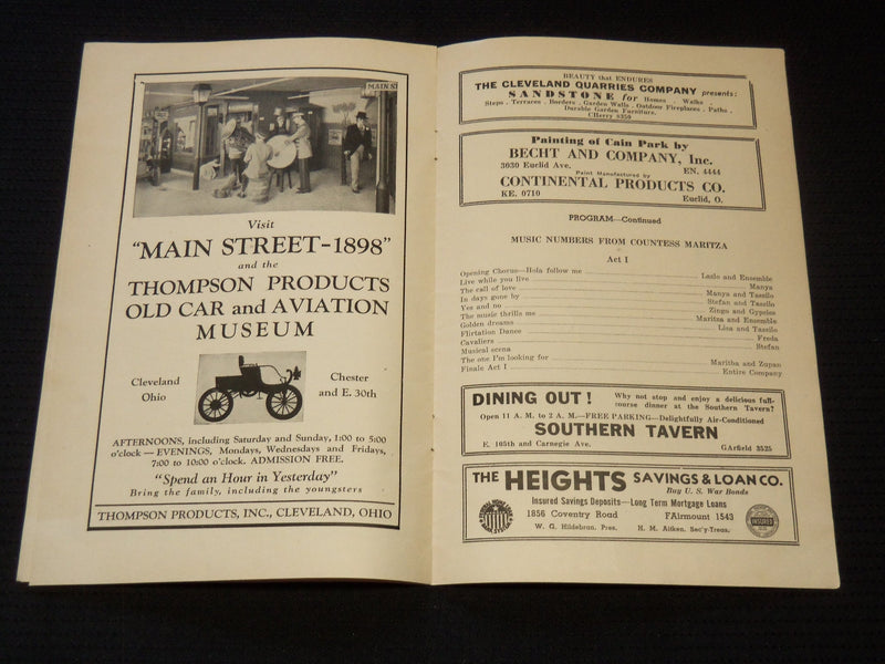 1945 CAIN PARK THEATRE 8TH SUMMER SEASON PROGRAM - CLEVELAND, OHIO - J 8011