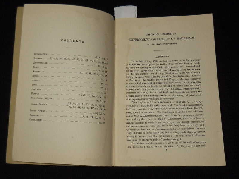1917 HISTORICAL SKETCH OF GOVERNMENT OF RAILROADS BOOK BY W. M. ACKWORTH - K 12