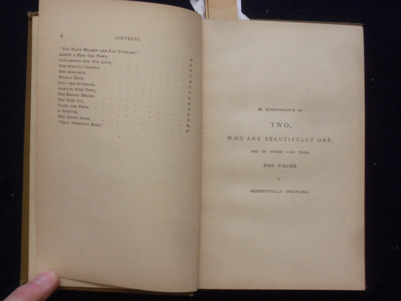 1882 INTO THE SUNSHINE AND OTHER POEMS HARDCOVER BOOK BY AELLA GREENE - KD 8476