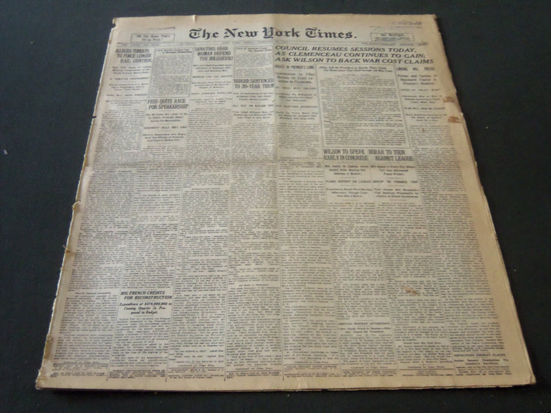 1919 FEBRUARY 21 NEW YORK TIMES - CLEMENCEAU CONTINUES TO GAIN - NT 6416