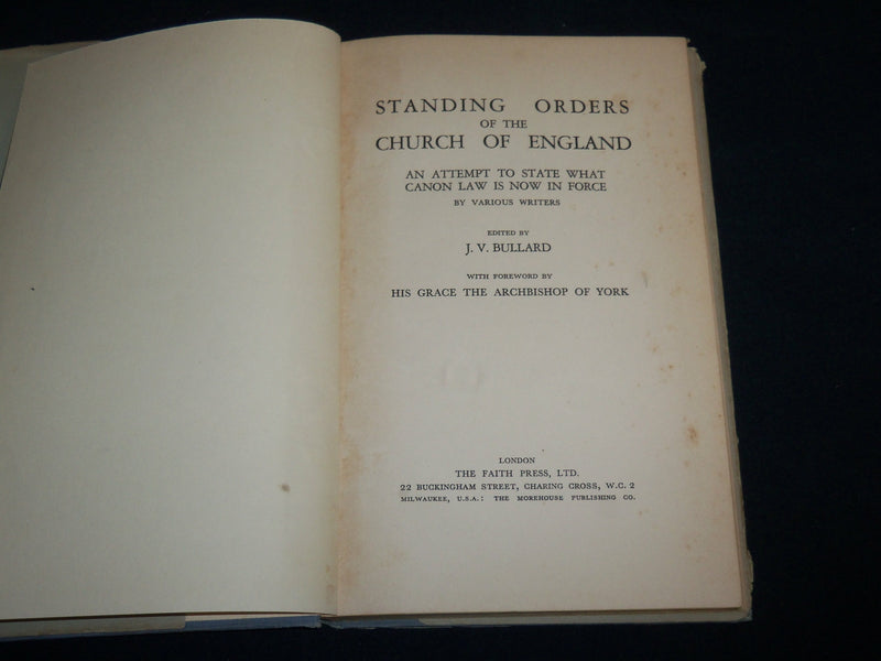 1934 STANDING ORDERS OF THE CHURCH OF ENGLAND HARDCOVER BOOK - KD 7062
