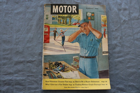 1958 AUGUST MOTOR MAGAZINE - A GREAT ILLUSTRATION COVER - SP 1196N