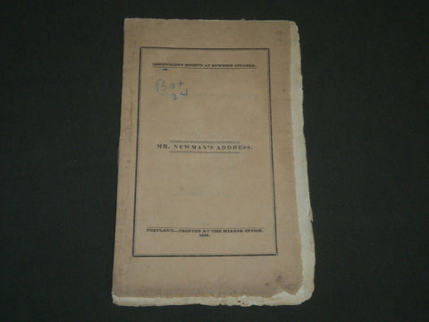 1826 BOWDOIN COLLEGE ADDRESS BOOK BY SAMUEL P. NEWMAN - PORTLAND - J 4742