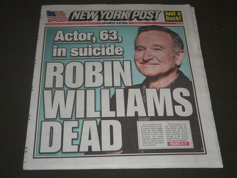 2014 AUGUST 12 NEW YORK POST NEWSPAPER - ROBIN WILLIAM DEAD - NP 2552