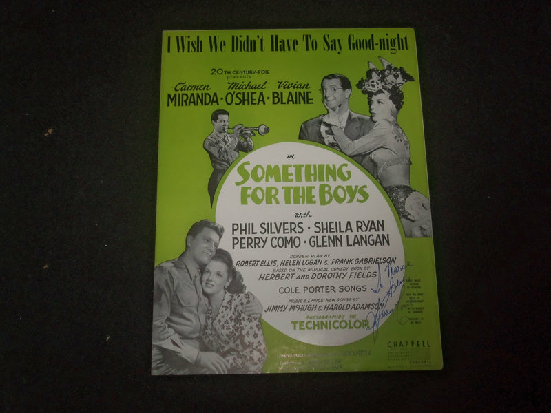 PERRY COMO SOMETHING FOR THE BOYS AUTOGRAPHED SHEET MUSIC - AM 78