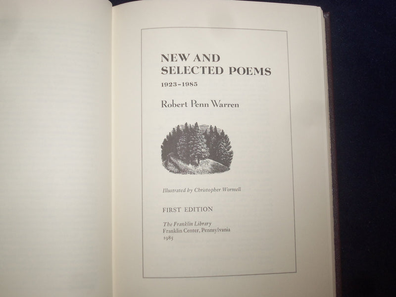 1985 NEW AND SELECTED POEMS HARDCOVER BOOK- R. WARREN - SIGNED 1ST ED. - KD 8976