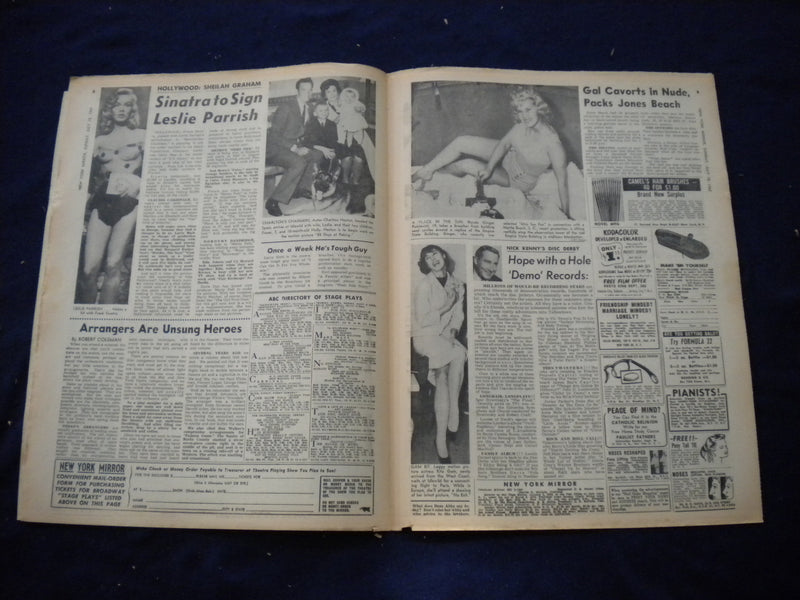 1962 JULY 15 NEW YORK MIRROR NEWSPAPER - BARBARA LONDON COVER PHOTO - NP 6002