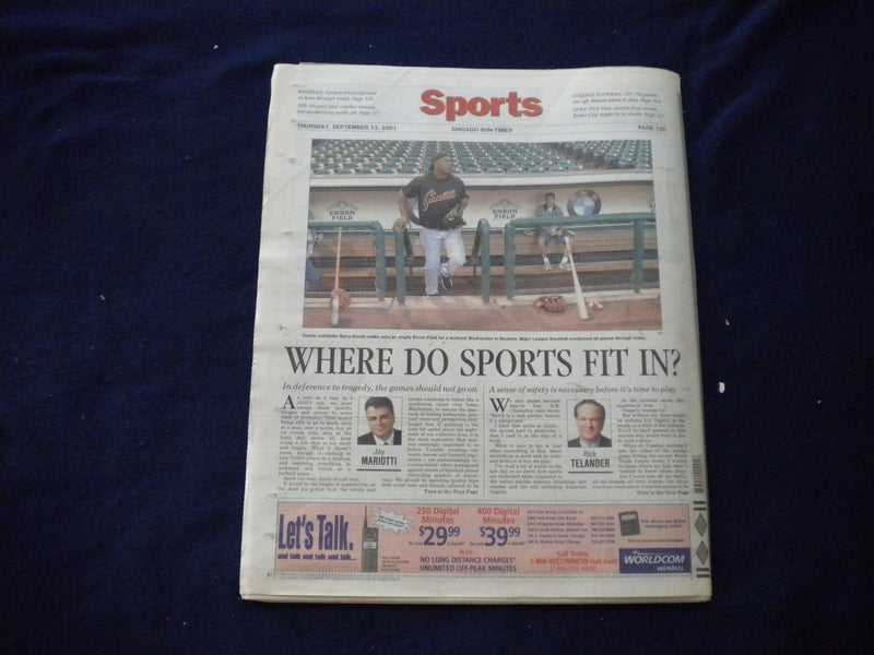 2001 SEPTEMBER 13 CHICAGO SUN-TIMES NEWSPAPER -WE'RE HUNTING THEM DOWN - NP 5941