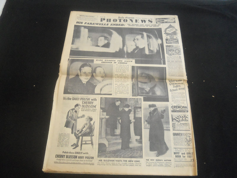 1936 DECEMBER 12 DAILY EXPRESS NEWSPAPER - LONDON - EDWARD LEAVES - NP 5756