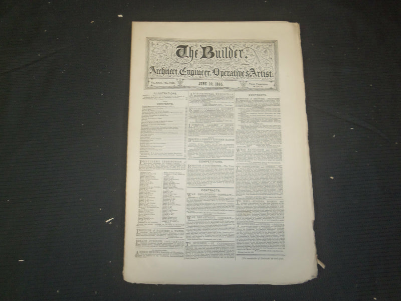 1865 JUNE 10 THE BUILDER ARCHITECT MAGAZINE - ILLUSTRATIONS - ST 415R