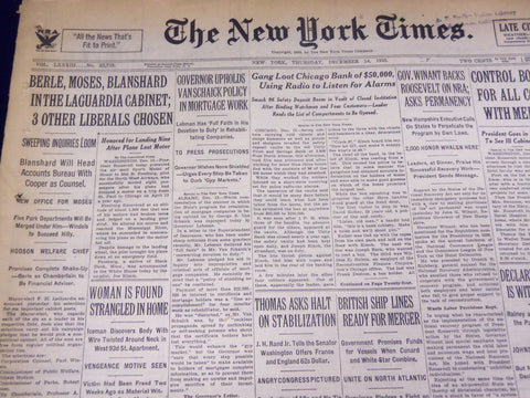 1933 DECEMBER 14 NEW YORK TIMES - LA GUARDIA CABINET CHOSEN - NT 3834