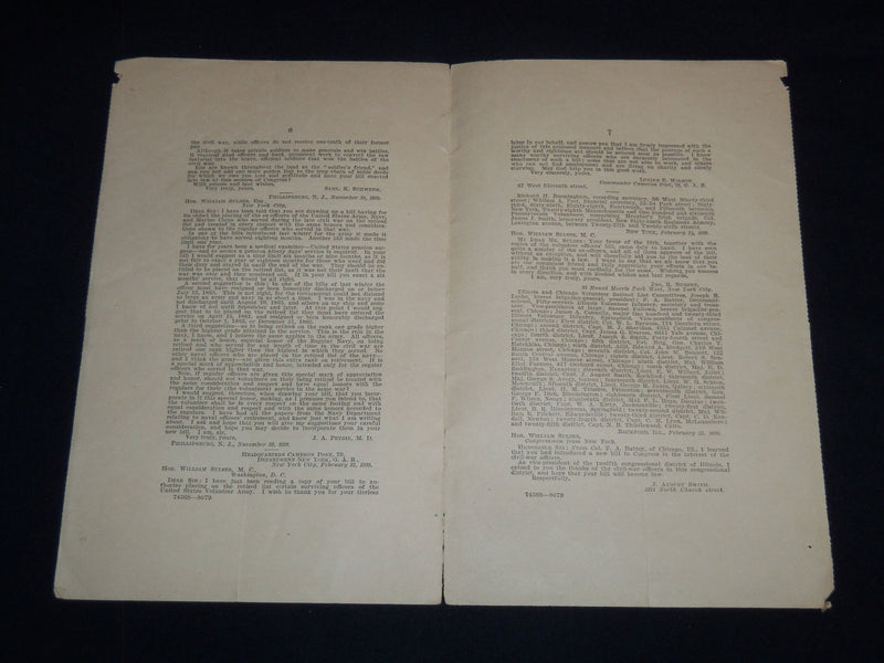 1909 WILLIAM SULZER VOLUNTEER OFFICERS RETIRED LIST SPEECH - J 8999