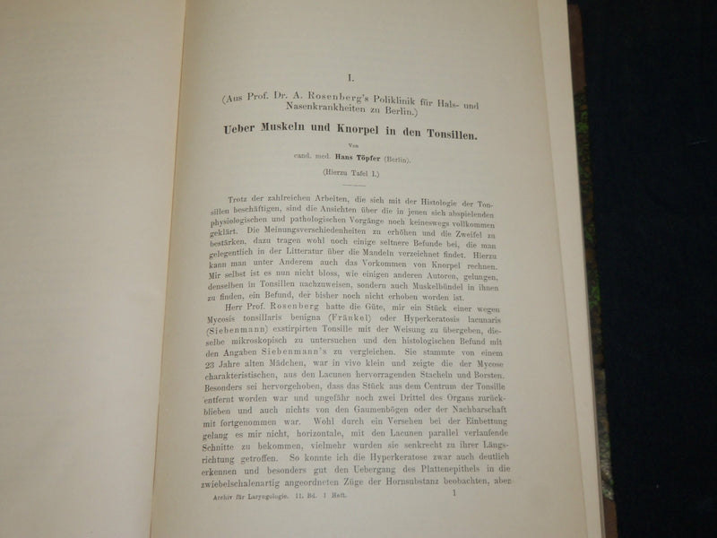 1894-1904 ARCHIV FUR LARYNGOLOGIE UND RHINOLOGIE GERMAN VOLUMES LOT OF 13 - KD 9