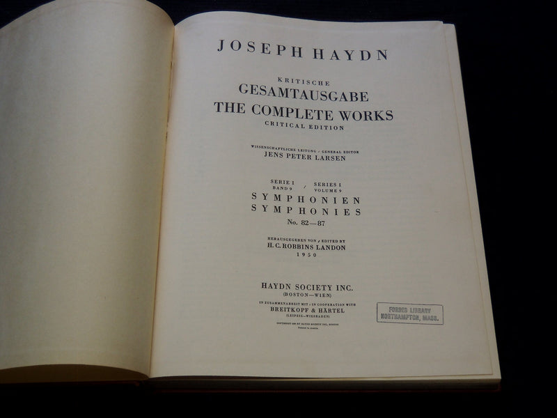 1950-1951 JOSEPH HAYDN COMPLETE WORKS BOUND VOLUME LOT OF 4 - KD 4838