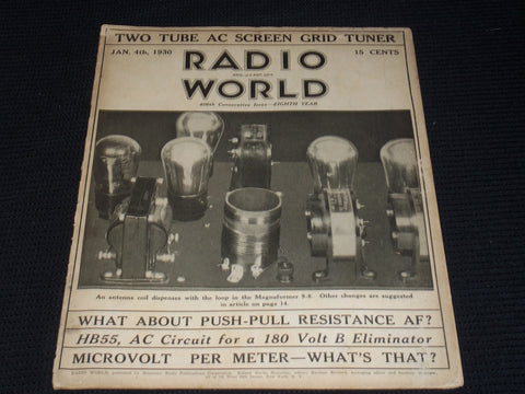 1930 JANUARY 4 RADIO WORLD MAGAZINE NICE ELECTRONICS COVERS & ADS - E 2813
