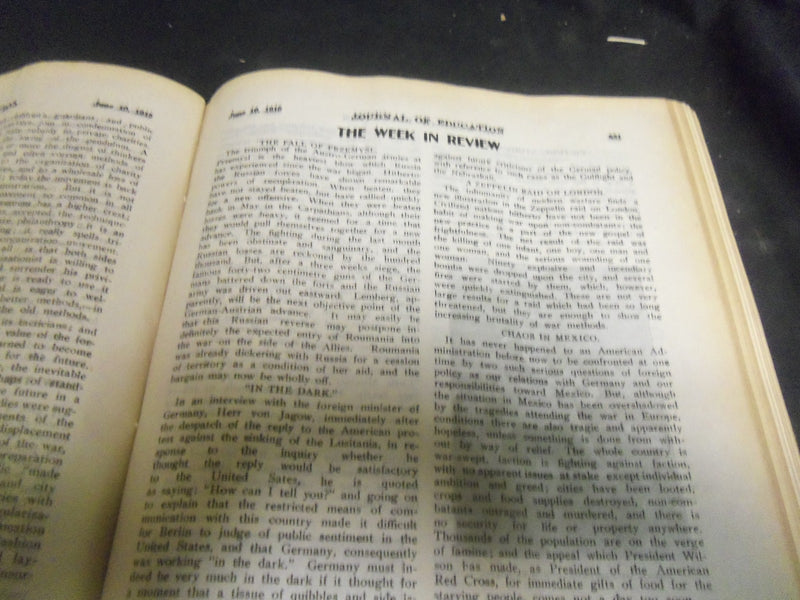 1915 JAN-DEC JOURNAL OF EDUCATION BOUND VOLUME - LUSITANIA SINKING - R 882