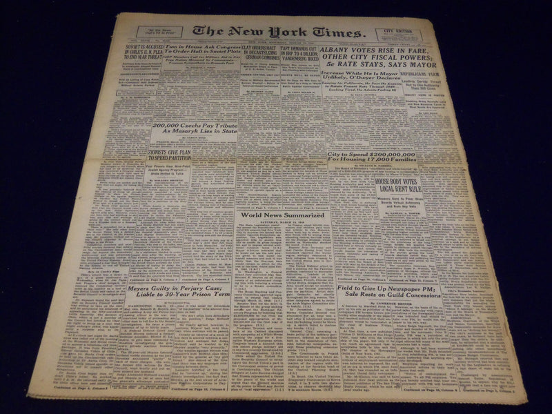 1948 MARCH 13 NEW YORK TIMES - 5C RATE STAYS SAYS MAYOR - NT 3363