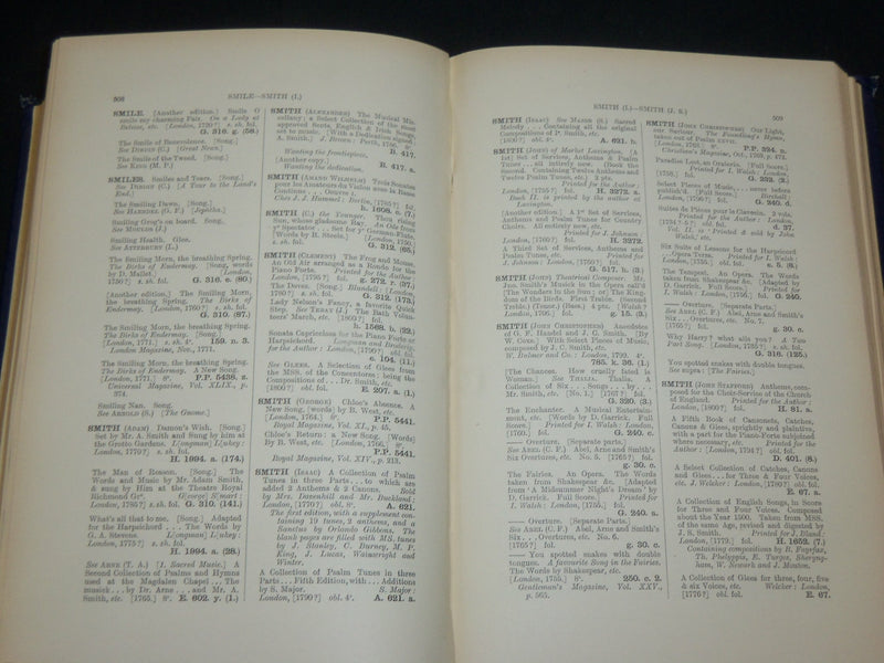 1912 CATALOGUE OF PRINTED MUSIC IN THE BRITISH MUSEUM VOLUME 1 & 2- KD 1399
