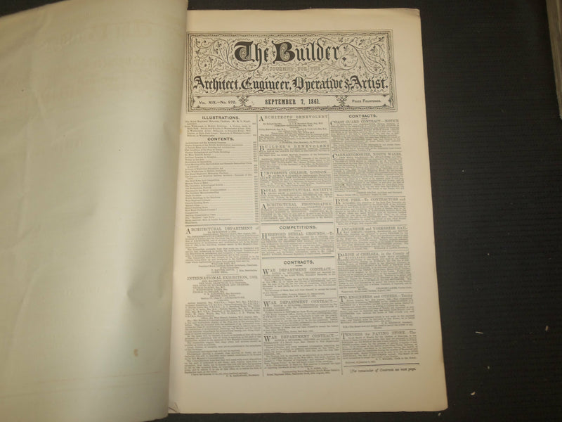 1861 SEPTEMBER THE BUILDER ARCHITECT MAGAZINE - 4 ISSUES ILLUSTRATIONS - ST 416N