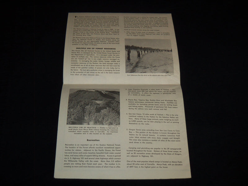 1962 SIUSLAW NATIONAL FOREST FOLD-OUT - U. S. DEPARTMENT OF AGRICULTURE - J 8796
