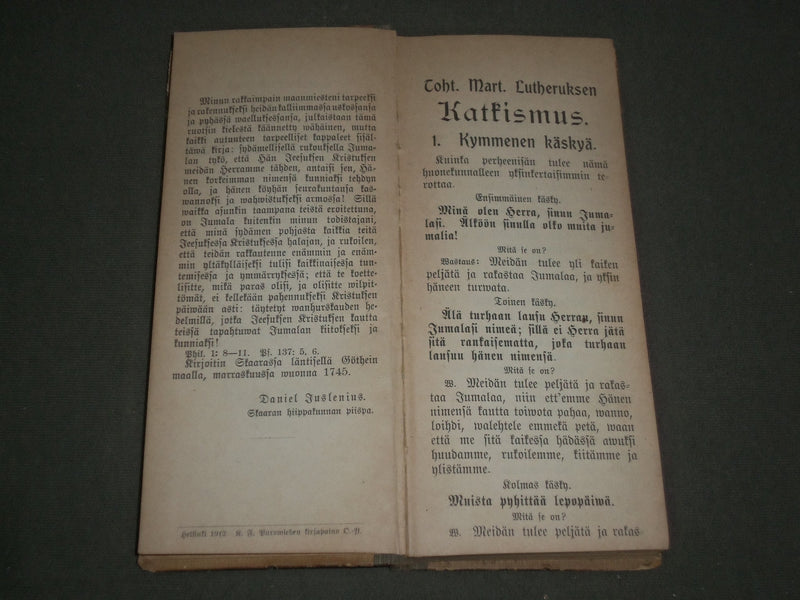 1912 LUTHERUKSEN WAHAN KATKISMUKSEN BY OLAUS SWEBELIUS - FINNISH - KD 4578