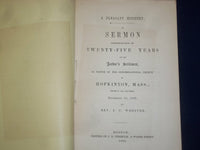 1864 QUARTER CENTURY SERMON BY REV. J. C. WEBSTER HOPKINTON, MA - J 4478