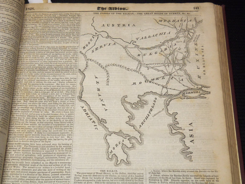 1828-1829 THE ALBION WEEKLY GAZETTE BOUND VOLUME NO. 7 - NEW YORK - R 10J