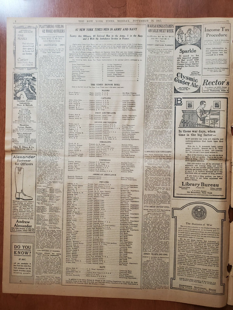 1917 NOVEMBER 26 NEW YORK TIMES - NO SEPARATE PEACE, LENINE SAYS - NT 8076