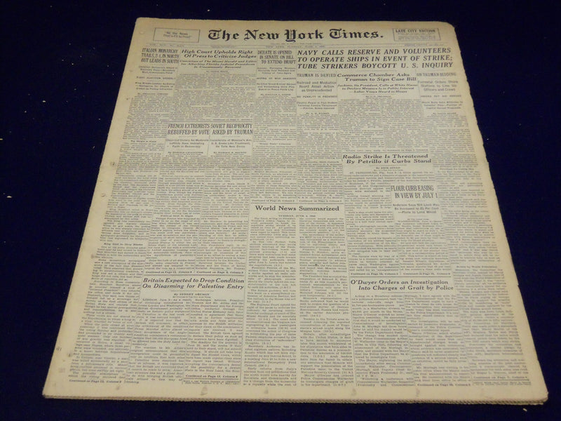 1946 JUNE 4 NEW YORK TIMES - TUBE STRIKERS BOYCOTT - NT 2973