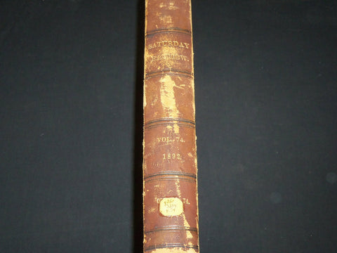 1892 JULY-DECEMBER SATURDAY REVIEW BOUND VOLUME - PUBLISHED IN LONDON - R 1116