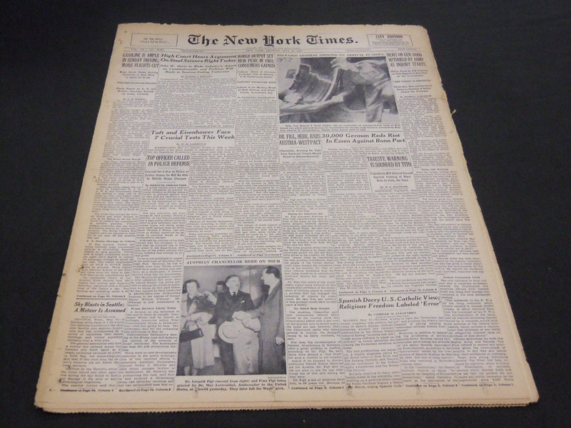 1952 MAY 12 NEW YORK TIMES - TAFT AND EISENHOWER FACE CRUCIAL TESTS - NT 4556